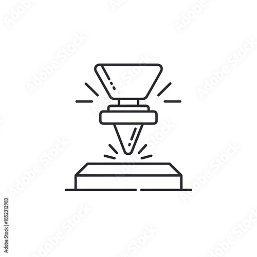 3D Printer Action Creating Object on Platform in Technology Environment with Front View Illustration Concept