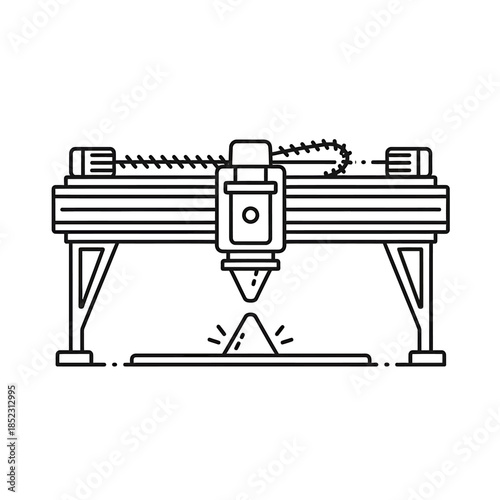 Precision CNC machine engraving metal sheet in industrial workshop environment viewed from front angle concept
