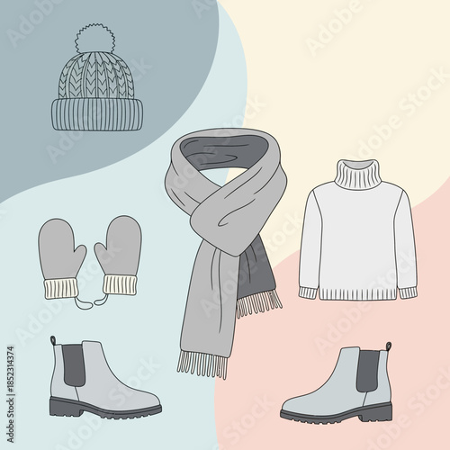 Winter Clothing Collection Featuring Scarf mittens sweaters and boots for cold weather durable and