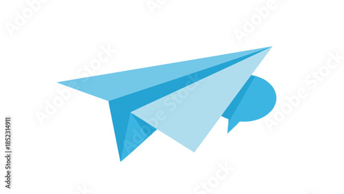 Paper airplane carrying a speech bubble symbolizing communication and messaging services