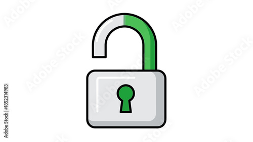 An illustration of an open padlock, symbolizing security, access, and freedom