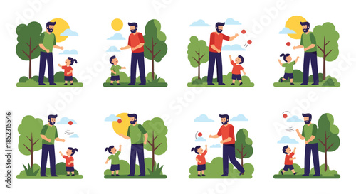 Father and daughter playing with ball in park