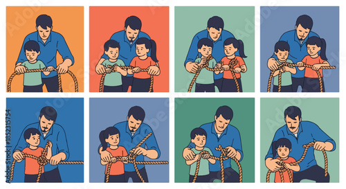 Father and child tug of war game