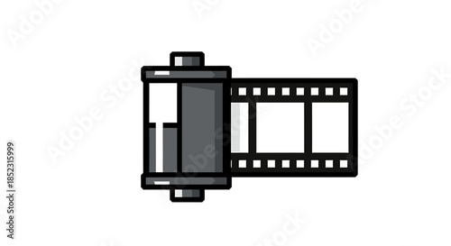 Photography film roll close-up, analog camera accessory, studio environment, detailed view, vintage concept