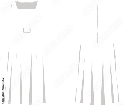 Technical Fashion Illustration of a Sleeveless Pinafore Midi Dress Featuring a Square Neckline Belted Waistband and Box Pleated Skirt Detail