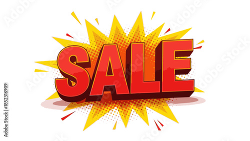 Vibrant sale sign with explosive yellow background