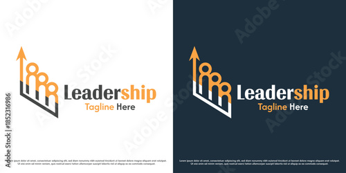 Leadership company logo design illustration vector. Leadership manager silhouette growing. Creative geometric icon symbol of work.