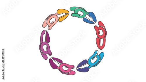 Colorful chain links forming a circle on a white background with a vibrant and celebratory mood for Frame New Year 2026.
