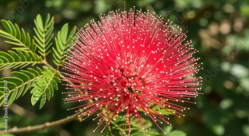 Radiant Red Bloom: A close-up shot of a vibrant red flower, showcasing its intricate details and captivating beauty amidst a backdrop of lush green foliage.