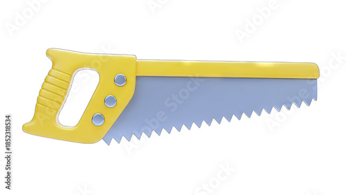Yellow Hand Saw Isolated on White Background
