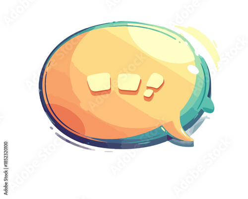 Ícone de balão de fala amarelo e azul com reticências, isolado em fundo transparente para comunicação digital.