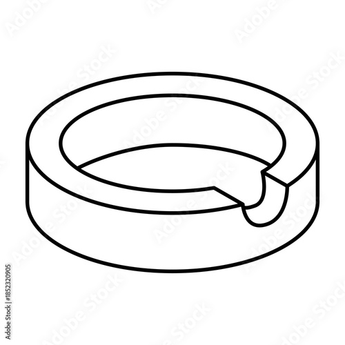 Ashtray outline drawing. EPS 10 vector graphic illustration isolated on white background.