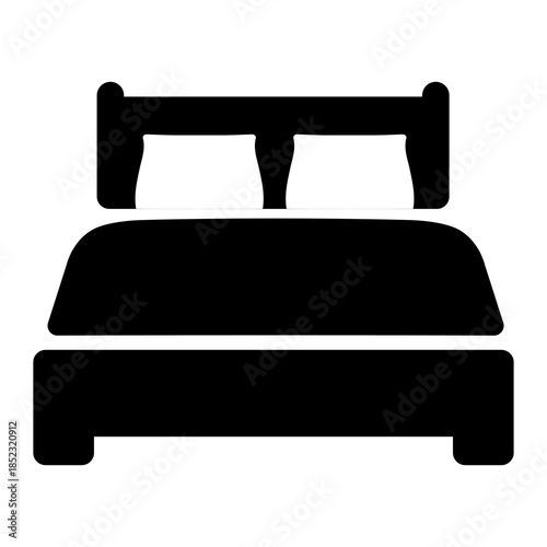 A double bed vector icon. Simple flat EPS10 vector illustration isolated on white background