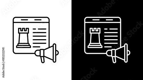 Ad Campaign Strategy Outline White Icon Set Design