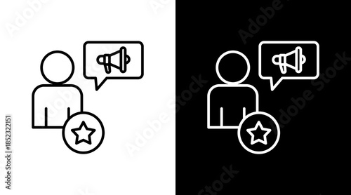 Influencer Outline White Icon Set Design
