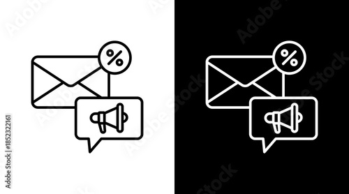 Email Marketing Outline White Icon Set Design