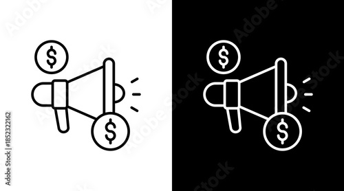 Ad Budget Outline White Icon Set Design