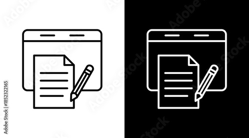 Copywriting Outline White Icon Set Design