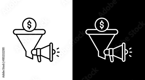 Marketing Funnel Outline White Icon Set Design