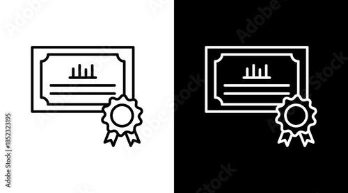 Stock Certificate Outline White Icon Set Design