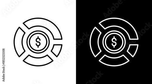 Stock Allocation Outline White Icon Set Design