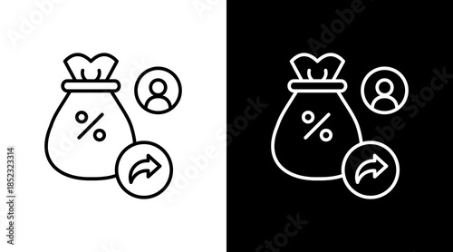 Profit Sharing Outline White Icon Set Design
