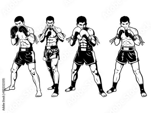 Muay Thai Fighter Stance Illustration