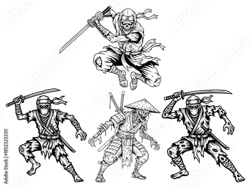 Ninja Zombie Vector