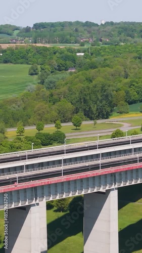 streams alongside strépy thieu boat lift green fields background natural le rœulx hainaut belgium to left right drone panning shot strépy-thieu 