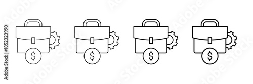 Business Model Icons Vector Set In Different Stroke Line Style