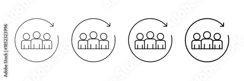 Agile Team Icons Vector Set In Different Stroke Line Style