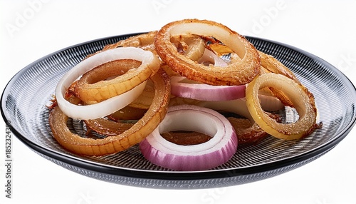 Plate Of Onion Rings Isolated On Transparent Background