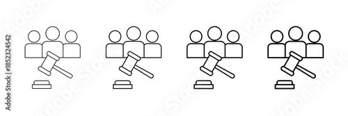 Public Tender Icons Vector Set In Different Stroke Line Style