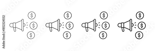 Tender Notice Icons Vector Set In Different Stroke Line Style