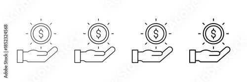 Financial Offer Icons Vector Set In Different Stroke Line Style
