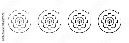 Supply Chain Icons Vector Set In Different Stroke Line Style