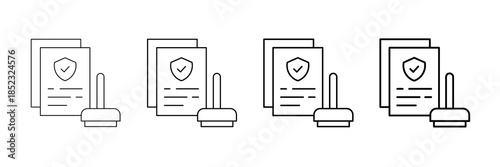 Compliance Check Icons Vector Set In Different Stroke Line Style