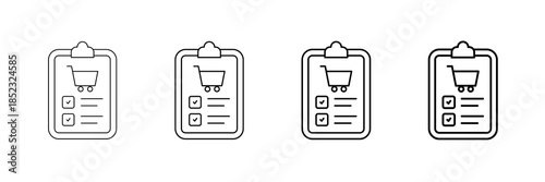 Procurement Plan Icons Vector Set In Different Stroke Line Style