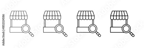 Market Survey Icons Vector Set In Different Stroke Line Style