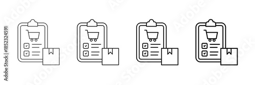 Purchase Order Icons Vector Set In Different Stroke Line Style
