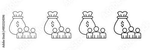 Public Budget Icons Vector Set In Different Stroke Line Style