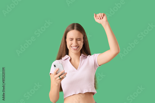Happy young woman with mode...