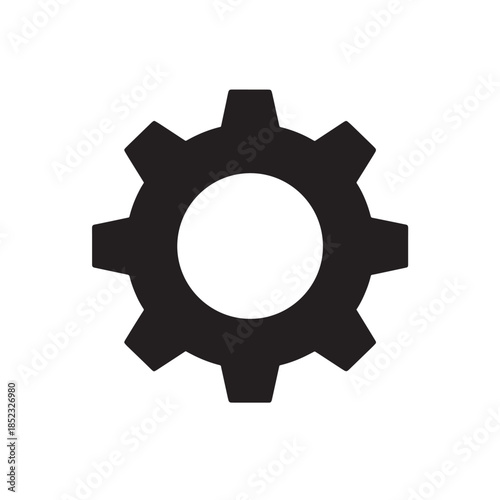 Simple black gear icon representing machinery and engineering design.