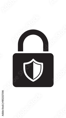 Lock and shield icon representing security and protection for digital graphics resource design.