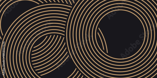 Doodle banner with brown ramen pattern on black background. Wave abstract pattern. vector Eps 10