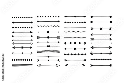 Hand drawn line dividers and arrows set