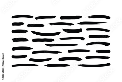 Set of hand drawn ink brush strokes