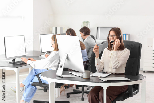 Customer service team worki...