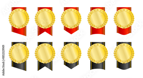 赤基調・黒基調のメダル風装飾リボンセット