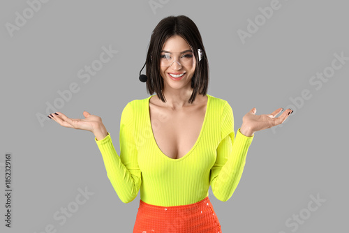 Young woman in VR glasses o...